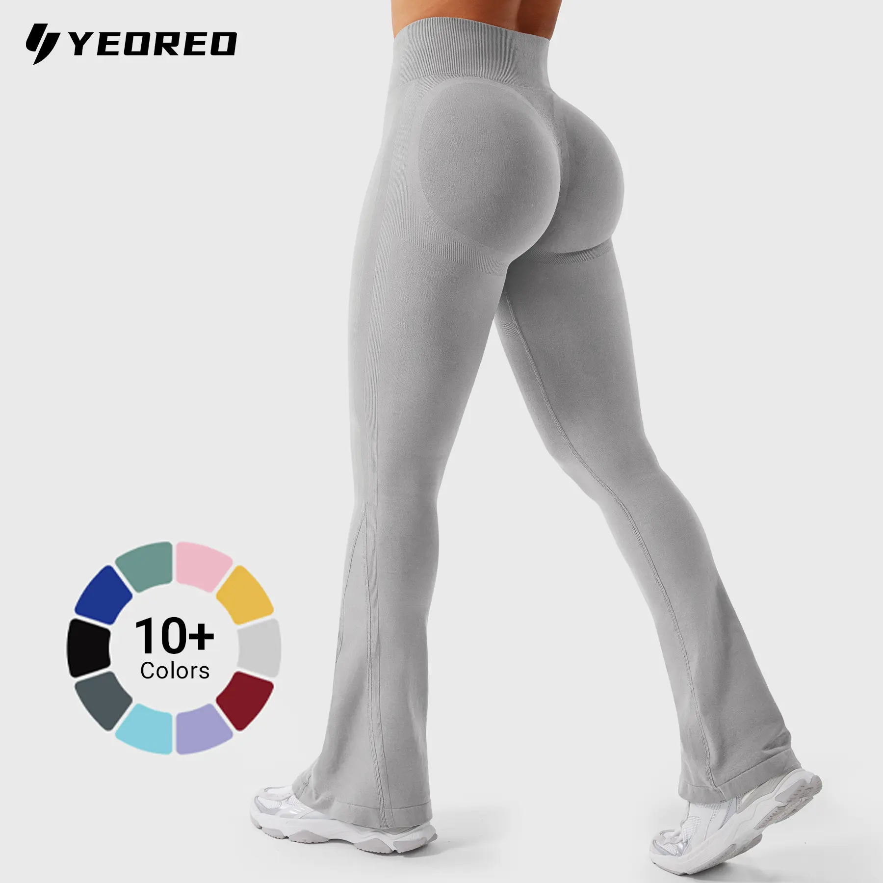 YEOREO Women's Mini Flare Leggings - Seamless Hidden Scrunch Butt Lifting Pants, Women's Clothing, Workout Wear, Anti-Odour UV-Protective for Yoga