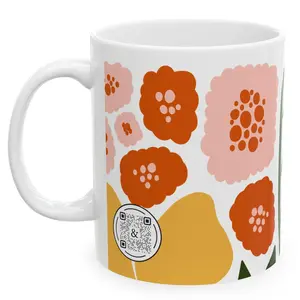 Retro Menopause Mug 11oz Ceramic Coffee Tea Cup with 365 Daily QR Code Messages for Women 40+ Navigating Perimenopause or Menopause Microwave Dishwasher Safe Drinkware - Printed Double-Sided