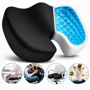 Premium Gel & Memory Foam Seat Cushion for Office Chair Car & Home Ergonomic U-Shaped Coccyx Cushion for Tailbone Sciatica & Back Pain Relief Non-Slip Washable Cover Doctor Recommended Comfort