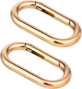 2 Pcs Spring O Ring Clip for Purse Strap Oval Snap Clip Gold Key Rings for Keychain Alloy round Buckle Key Hook Purse Strap Extender Clip for Keys, Bag, Handbag, Crafts 1.93"×0.94" Mozeat Lens