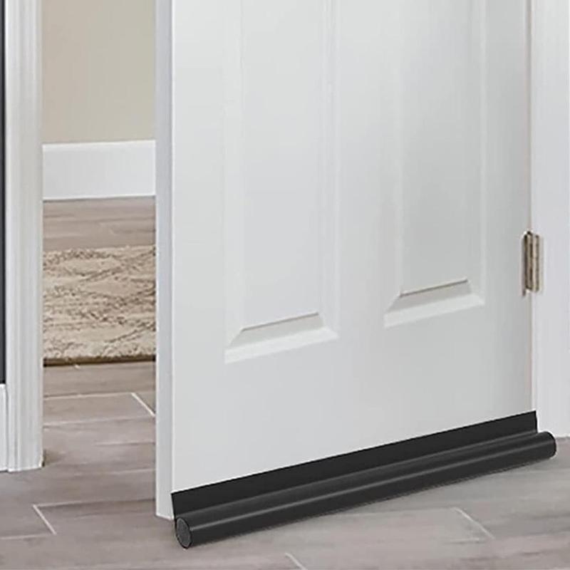 36" Door Draft Stopper-Adjustable Black Door Seal Strip for Bottom of Doors, Weather Stripping Draft Guard