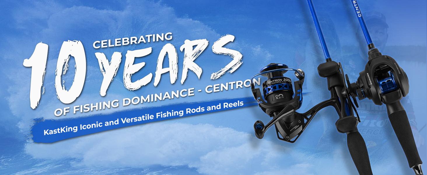 KastKing Centron Fishing Rod and Reel Combo,  Baitcasting Combos, IM6 Graphite 2Pc Blanks, Stainless Steel Guides with Ceramic Rings, Contoured EVA Handles & Fighting Butt