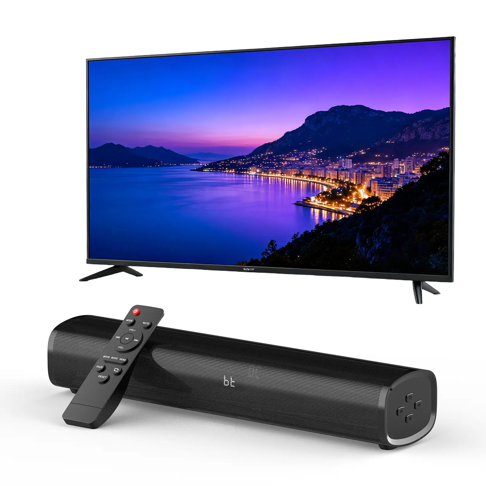 Fansbe Wireless TV Sound Bar with Subwoofer, 2.1 Channel Home Theater Audio System, Bluetooth Sound Bar for Smart TV, HDMI ARC/Optical/Coaxial/AUX/USB TV Speakers for PC, Projector and Gaming, Remote Control, Black summervibes️ Compact Cable