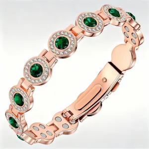 Women's 4X Strength Magnetic Copper Bracelet - Updated 3800 Gauss Magnets, Adjustable Length with Secure Clasp, Premium Multi-Facet Crystal Inlays - Jewelry, Accessories for Women, Gifts for Her,summerwins