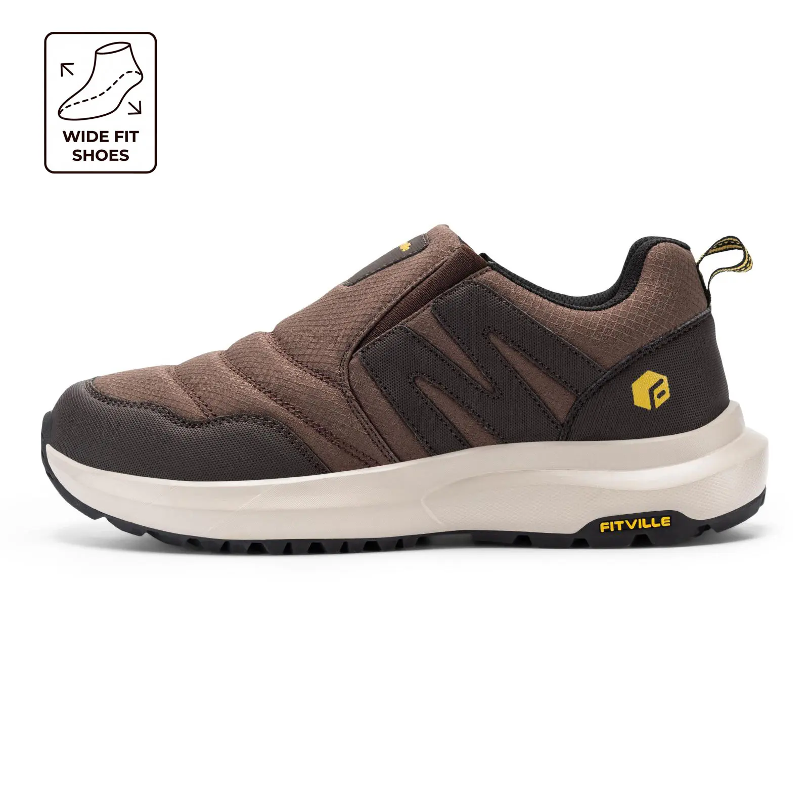 [Back To School] Fitville Men's Explorer V2 Walking Shoes, Slip-On Low Top Trainer, Lightweight Mesh & Synthetic Leather Sneakers for Outdoors with Arch Support, 2E/4E Wide Fit, Breathable, Sports Shoes, Casual, Men's Shoes，tiktokshopbacktoschool