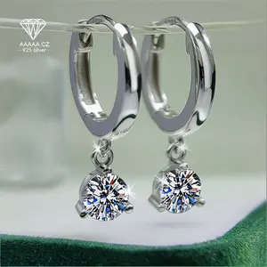 925 Silver 1CT White 5A CZ Earrings for Women, Luxury & Multi-functional, Ideal for Daily Wear/Vacations/Parties/Weddings, Perfect Gift for Birthdays/Valentine/Christmas/Thanksgiving/New Year