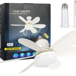 Fan Light Ceiling Fan with Light 40W Super Quiet E27 Bulb Compatible Remote Control Included