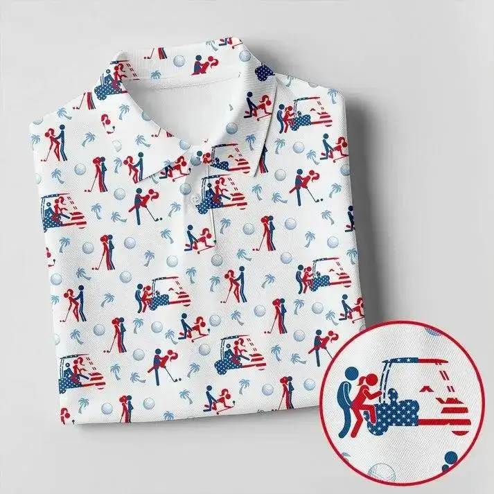Humorous Golf Polo Shirt for Men, Funny Caddie Outfit Golf Apparel