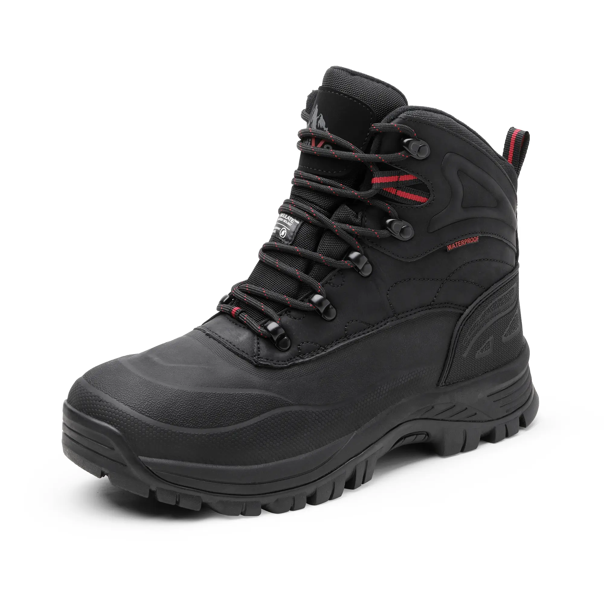 NORTIV 8 Men's Waterproof Leather Snow Boots, Warm Outdoor Footwear with a Non-Slip Rubber Sole for Hiking and Work, Mesh, Casual Outdoor Boot, Shock Resistant, Velvet-Covered Foam tiktokshopbacktoschool, Ankle Boot