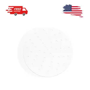 100 Pcs Perforated Bamboo Steamer Liners, Dumpling Steam Paper, 10 Inch Round Anti-Stick (White)