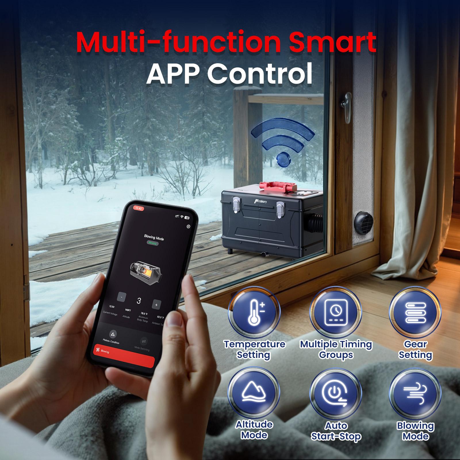 HCALORY 8KW Diesel Air Heater All-in-one 110V AC & 12V DC Support with Altitude Mode 5L Fuel Tank Portable Parking Heater Bluetooth APP Control Heating for Car Truck Boat RV Campers