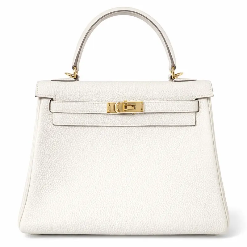 Pre-owned HERMÈS Leather Tote Bags Hermes Kelly 25 Togo mushroom GHW