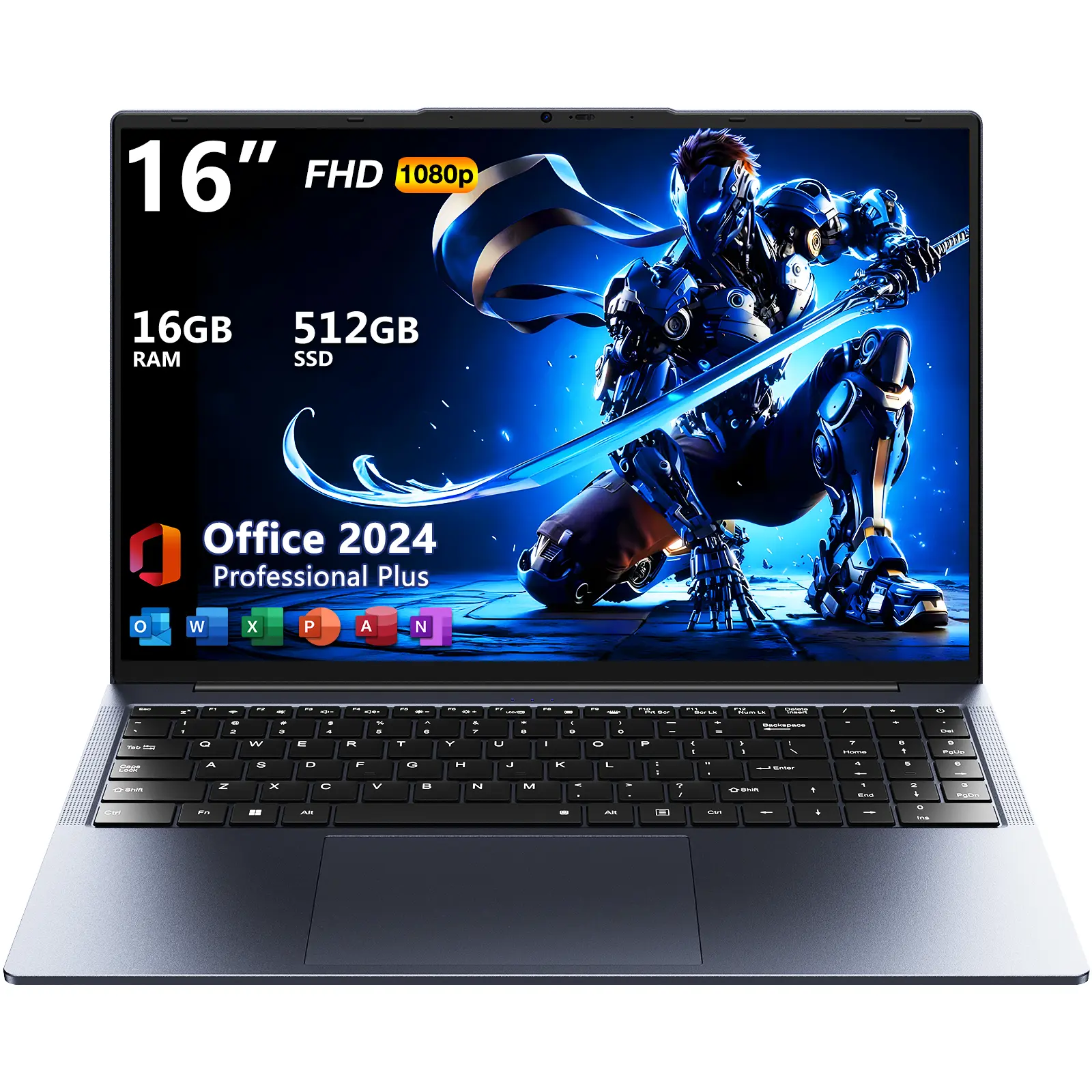 TPV 16" Core i5 Quad-Core Gaming Laptop for Work & Gamers - 16GB RAM, 512GB SSD, Office Suite, Anti-Glare IPS FHD 1920x1200 16:10 Display, Windows 11 Pro, BT5.0, Wi-Fi, 3xUSB A (3.0), USB Type-C, HDMI, RJ45, Backlit Keyboard, Space Grey, Entertainment, Us