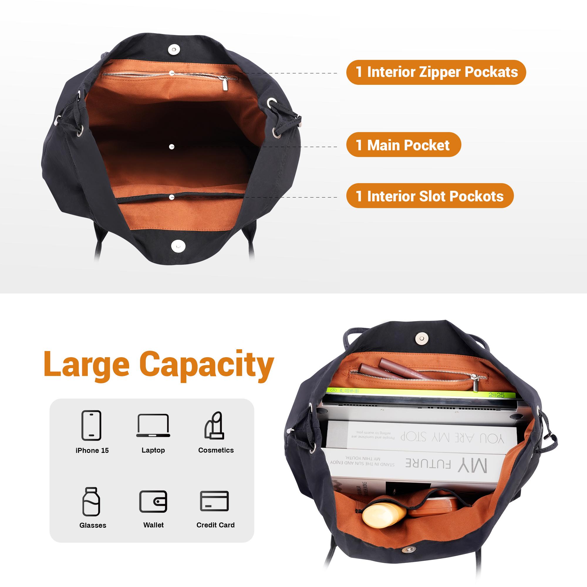 Versatile Large Capacity Tote Bag for Work & Travel Classic Black Shoulder Bag with Easy Carry Handles