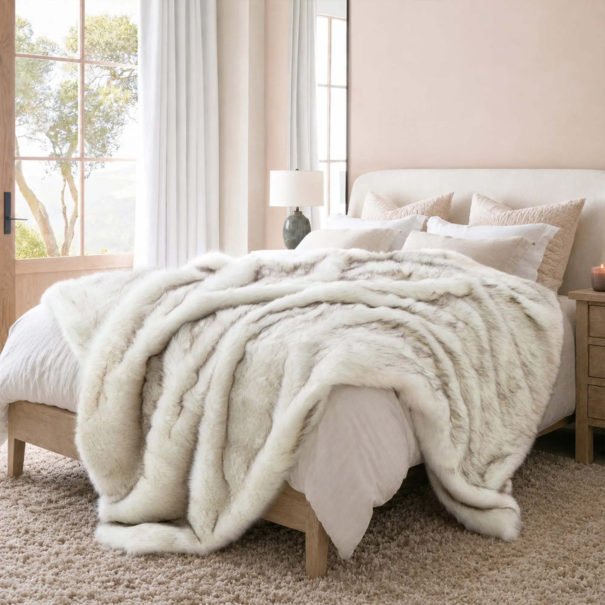 Battilo I Faux Fox Fur Throw Blanket - Large, Super Soft, Fluffy, Thick, Warm Comfort blanket for Bed and Couch,60"X80"