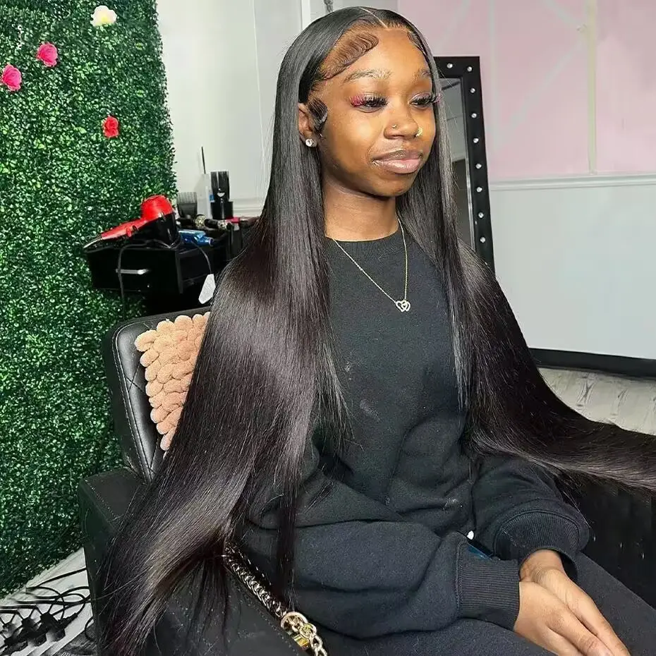 Bling Hair Straight Lace Front Hair Wigs 13x4 13x6 Lace Frontal Human Hair Wig for Women Brazilian Natural Black Hair 180% Density Pre-Plucked Hair Wig TikTokShopBlackFriday