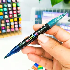 24-Color Dual-Tip Glitter Markers with Glitter Ink, Non-Toxic Long-Lasting Art Supplies, Safe for Kids, DIY Crafting Tools, Student Gift Set with Sticker, Kids Easter Gifts & Easter Baskets Stuffer, Kids Easter Baskets