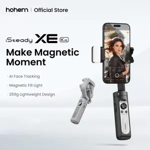 Hohem iSteady XE Kit Gimbal Stabilizer for Smartphone, 3-Axis Gimbal for iPhone 17 series & Android with Magnetic Adjustable Fill Light, Portable & Foldable Stabilizer for Video Recording