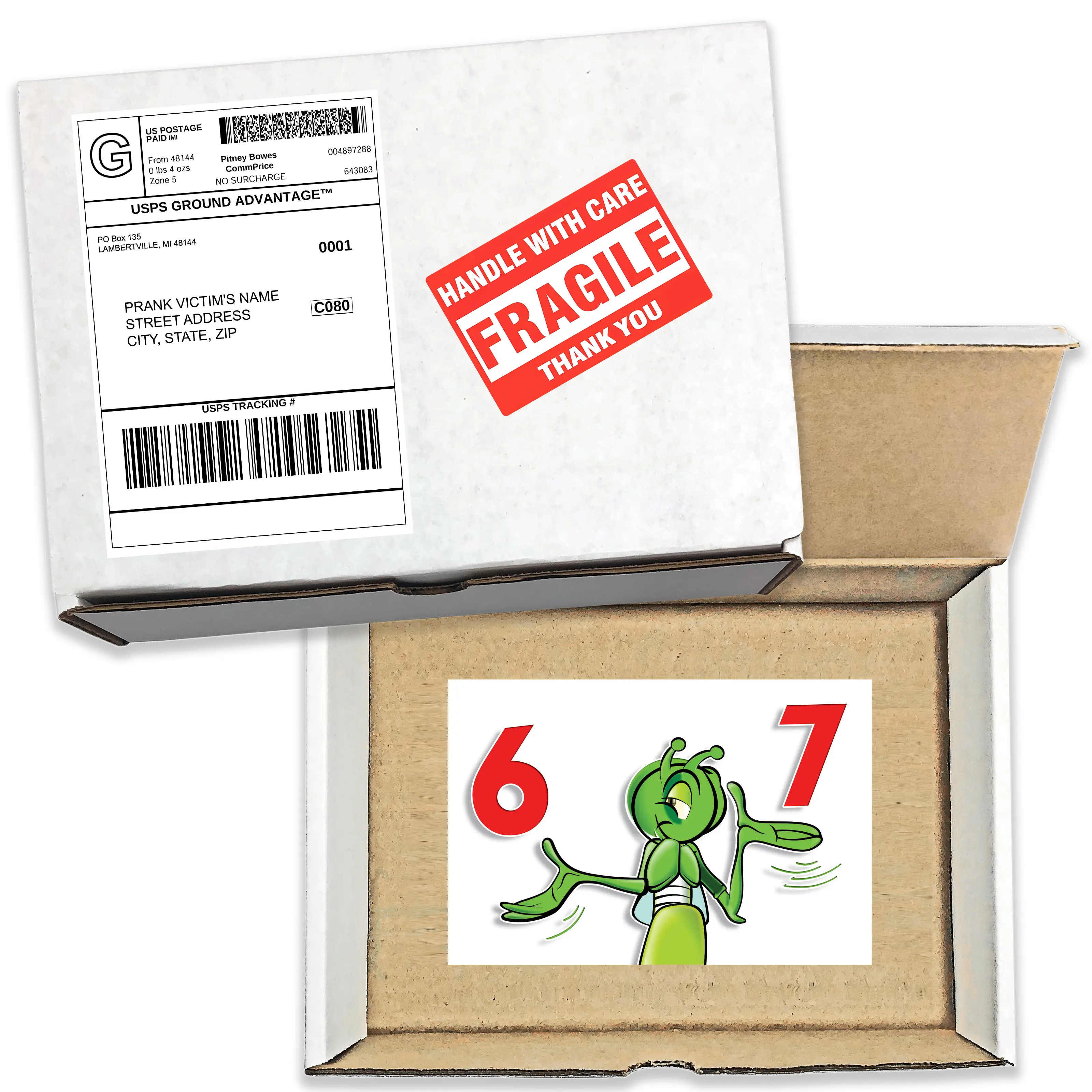 Prank Mail 6 - 7 Six Seven Gag Box Gets Sent Directly to Your Recipient, 100% Anonymously!