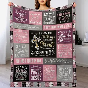 Christian Gifts for Women Blanket, Christian Bible Verse Blanket, Baptism Gifts for Girls, Religious Throw with Inspirational Scripture, Soft Cozy Gift for Mom/Daughter/Sister, Faith Home Decor, Mother's Day Gift