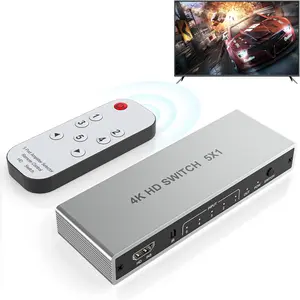 HDMI Splitter 4K 60Hz - New Upgrade 5 in 1 Out HDMI Switch with Remote Support 3D/HDR/HDCP2.3, Compatible with PS5/4 Xbox Nintendo Switch Roku Apple TV Fire Stick 4k HDMI2.0 Splitter