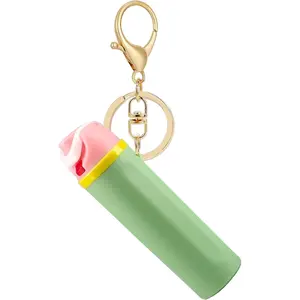 Mini Trendy Bottle Keychain Accessories Compatible with Owala Water Cute Tumbler Cup Chapstick Lip Balm Holder Charms