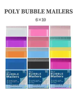 #0 Poly Bubble Mailers,6 x 10 inch, 100 Count,  Padded Shipping Envelopes,  (Usable 6 * 9 inch) , Multiple Colors  , 100 pcs