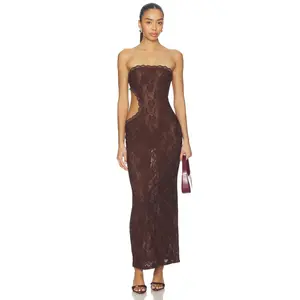 superdown Sonnet Cutout Maxi Dress in Brown