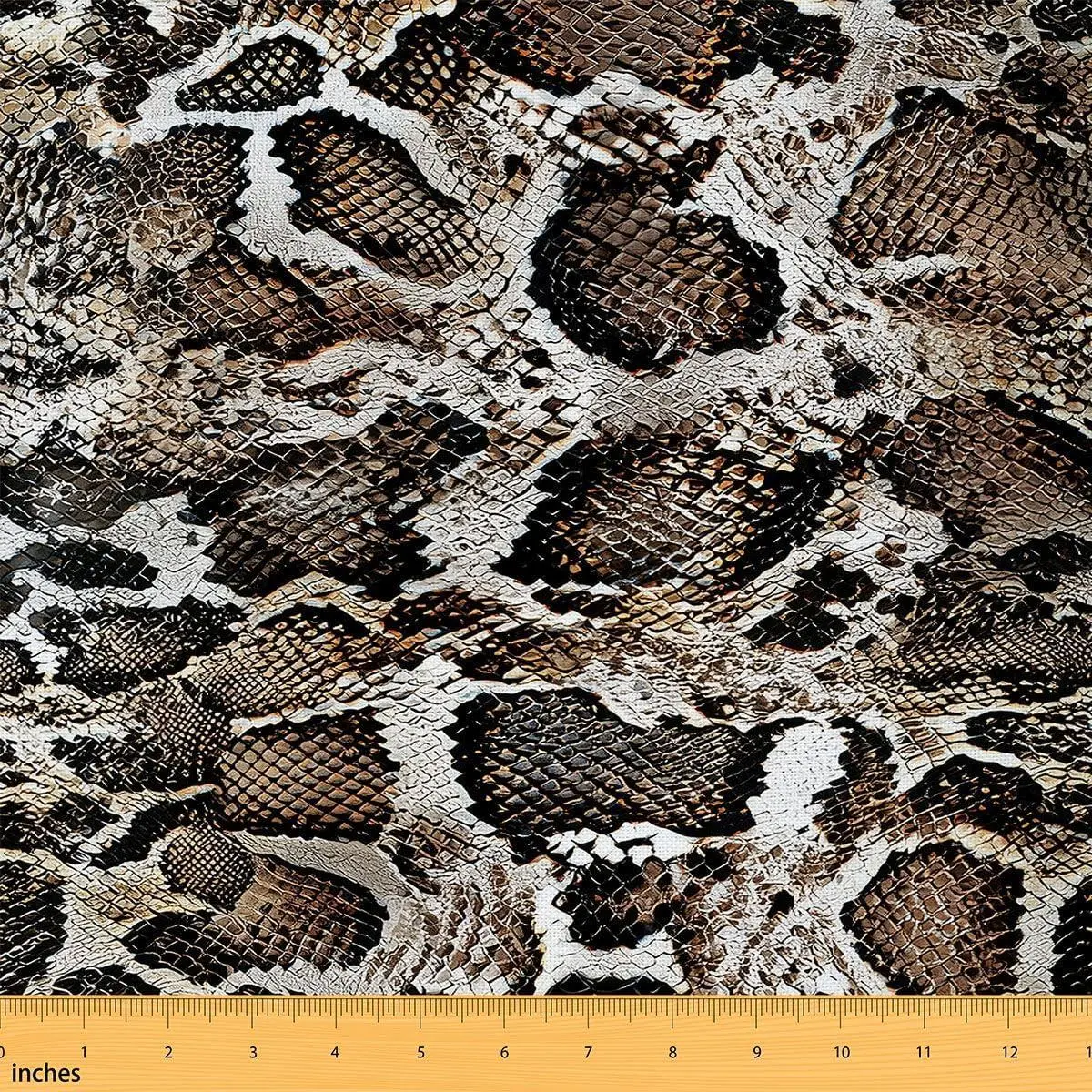 Feelyou Polyester Waterproof Snake Skin Wild Animal Print Fabric by Yard Lengths - Brown & Black Geometric Diamond Upholstery Fabric, Easy-Clean for Indoor/Outdoor Sewing, Craft Projects Enthusiasts
