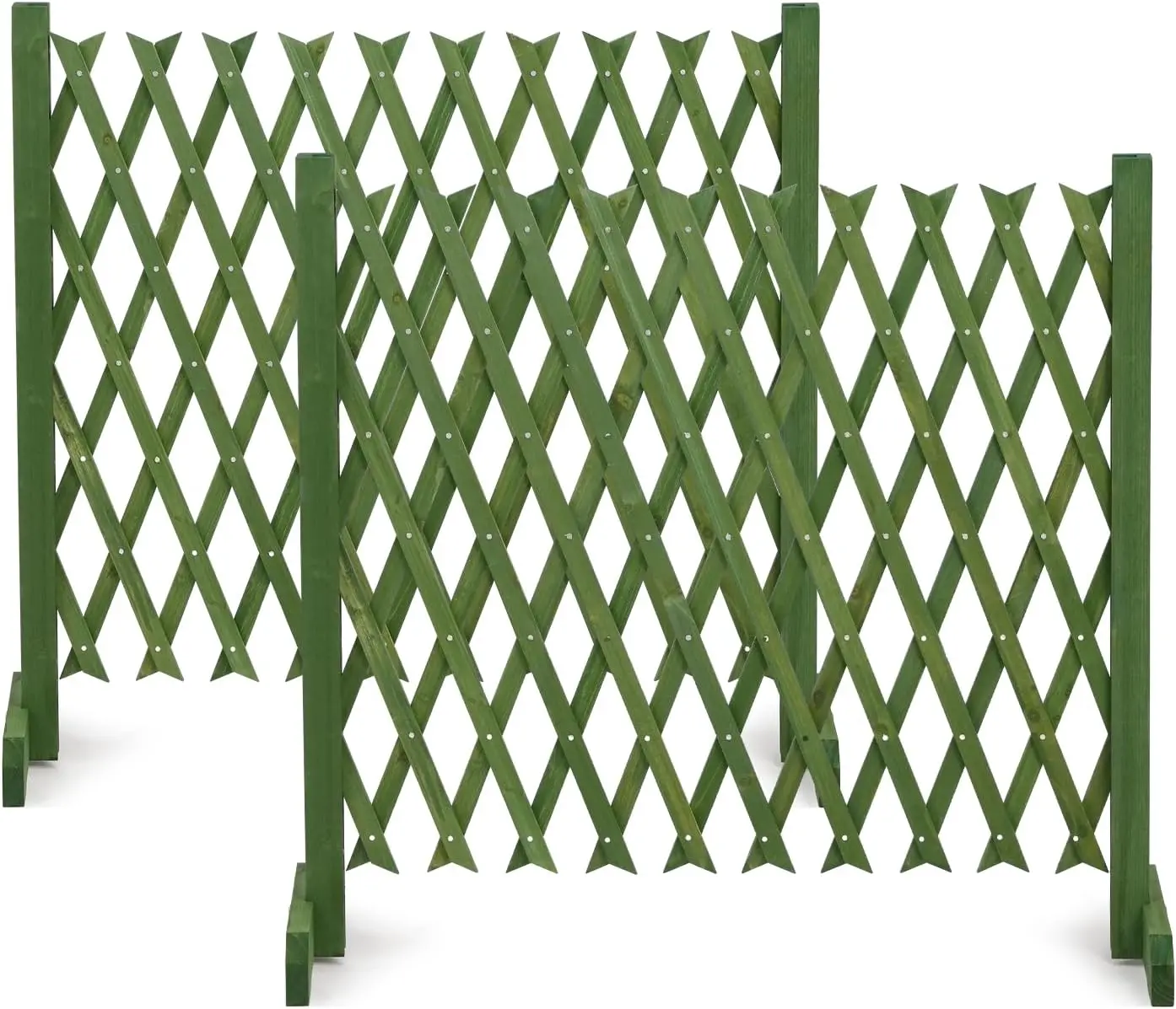 VINGLI 2-Pack Expandable Solid Wood Garden Fence, 27.55in Freestanding Lattice Trellis, Retractable Pet Gate & Instant Divider for Home Patio Yard Climbing Plants