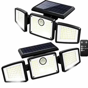 2 Pack Wireless Solar Motion Sensor Lights, IP65 Waterproof Outdoor Security Lights with Dusk to Dawn Mode for Patio Garage Fence