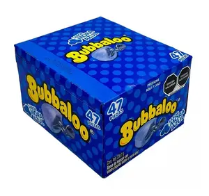 Bubbaloo Bubble Gum Blueberry Box 47ct - Sweet Blueberry Flavor with Juicy Liquid Center - Adams Classic Snack Candy