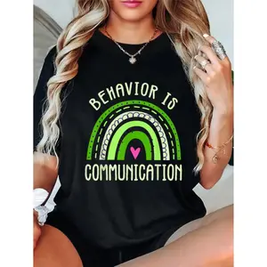 100% Cotton Short Sleeve SPED Teacher Tee – Behavior is Communication Printed Design