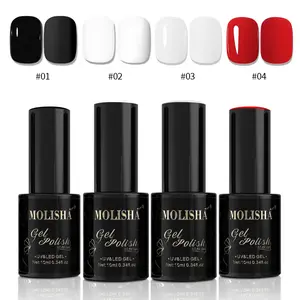 Molisah Gel Nail Polish, 10ml  Soak Off UV Gel Polish Highly Saturated for Nail Art DIY Manicure at Home, black, white，red， milk white