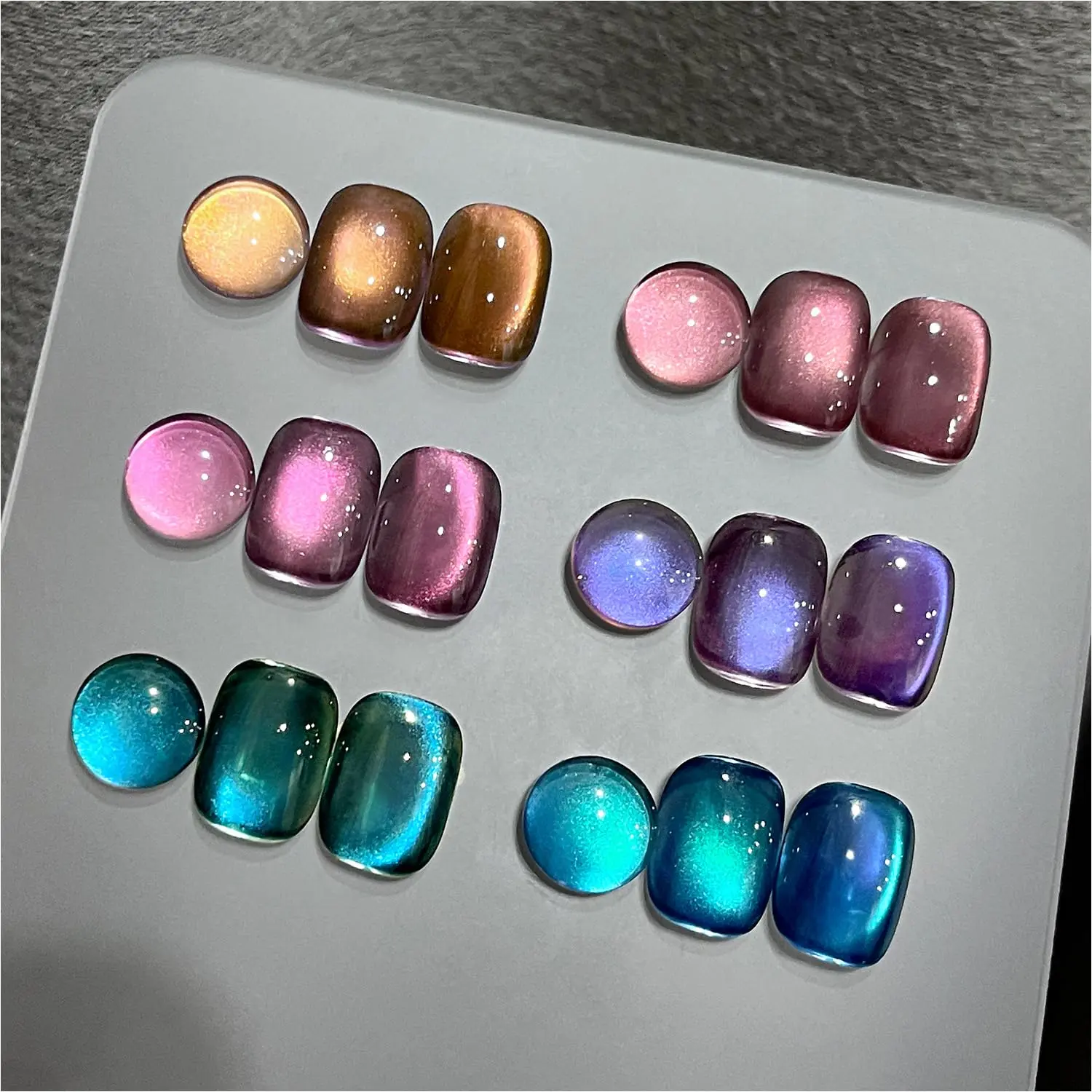 GAOY Glitter Cat Eye Gel Nail Polish 6 Colors with Magnet, Aurora Borealis | UV Lamp Required, Blue Purple, Colorful Galaxy Holographic, Nail Art DIY at Home, Salon Gel Manicure Pedicure, Gift for Women