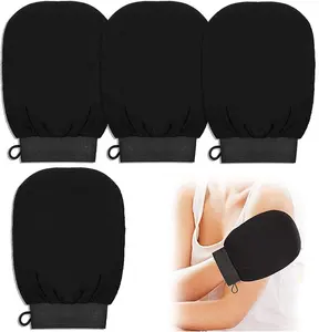 4 PCS Exfoliating Gloves, Exfoliation Scrubbing Mitt Black Deep Body Dead Skin Remover Shower Body Scrub Gloves for Women and Men