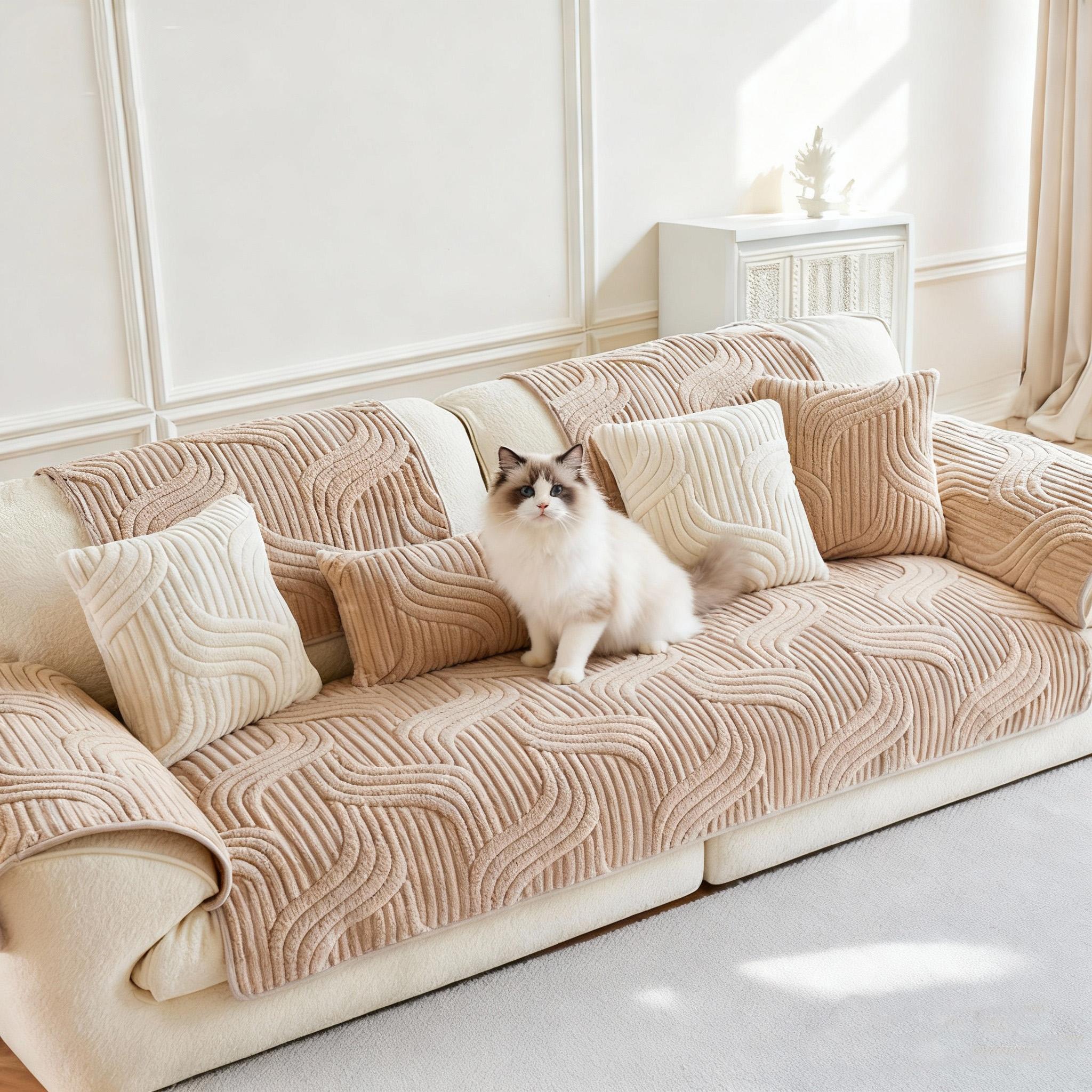 Raybee 1 Count Jacquard Solid Color Sofa Cover for 1-4 Seat, Anti-Slip & Anti-Scratch Bench Couch Cover, Ultra-Soft Sofa Towel Protector, Dust Prooof Sofa Mat, Machina Washable, Living Room Decor Improvement for Hotel, Dormitory, Gifts