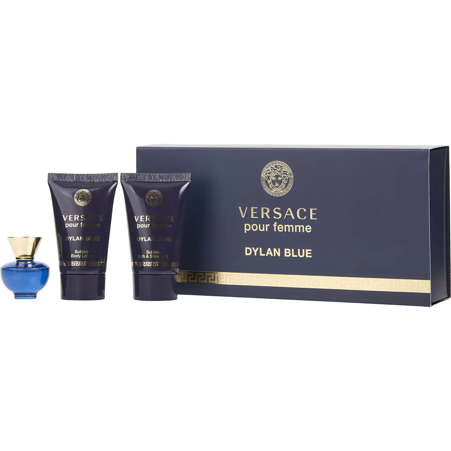 Versace Dylan Blue Set-Eau De Parfum 0.17 Oz Mini & Body Lotion 0.8 Oz Mini & Shower Gel 0.8 Oz Mini For Women