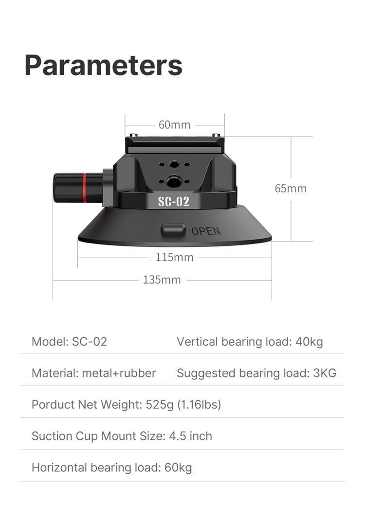 ULANZI SC01/SC02 Suction Mount Magic Arm Bracket for DSLR Cameras for GoPro Action Camera Video Shooting