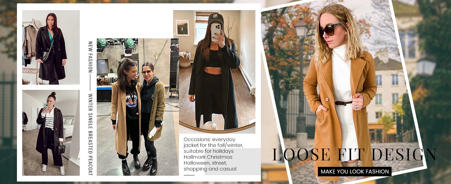 YeeZaa Women’s Wool Coat Casual Notch Lapel Single-Breasted Peacoat Womenswear 2025 TikTok Shop Holiday Haul Christmas Fall Winter Jacket