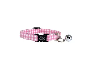 Personalized Cat Collar | Pink Gingham Cat Collar | Duke & Fox®