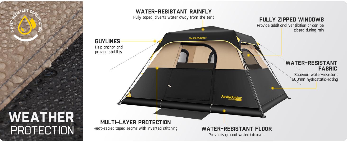 Fanttik Outdoor Zeta C4/C6 Pro Instant Cabin Tent 4/6 Person Portable Waterproof with Removable Canopy, Windproof, and High-Quality Materials Camping Equipment Spacious Interior