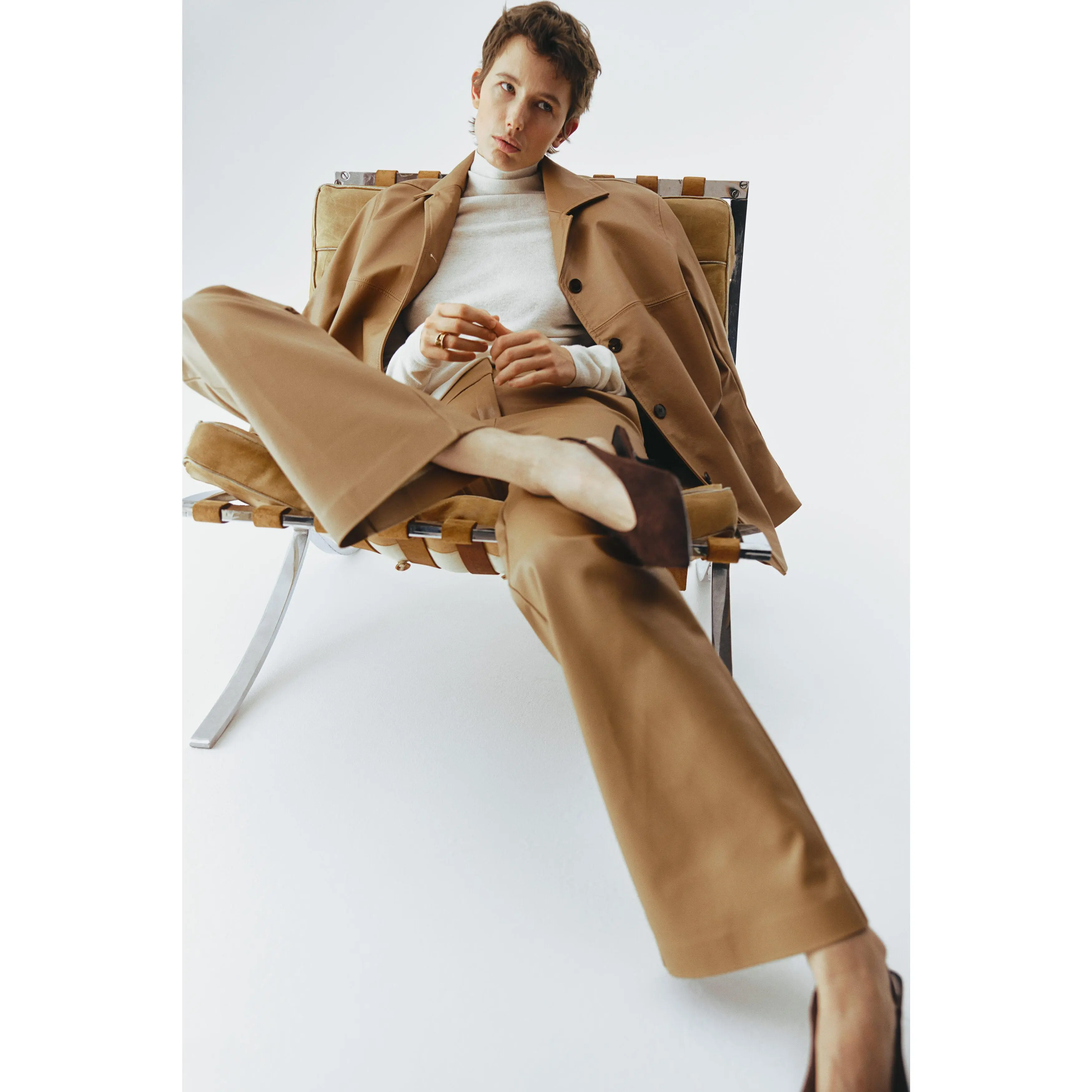 H&M Bootcut coated trousers