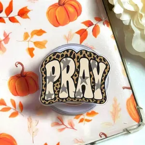 Cute Christian Faith Leopard Phone Grip, Retro Varsity Leopard Print Magsafe Magnetic Kickstand Holder, Trendy Faith Aesthetic Gift For Daily Use