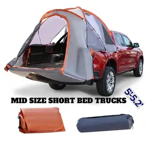 Truck Bed Tent, Waterproof  Pickup Truck Tent for 2 Person with Removable Rainfly, Carry Bag, Mesh Windows, 5’-5.2’ Portable Mid Size Short Bed Truck Tent for Camping, Traveling, Hiking