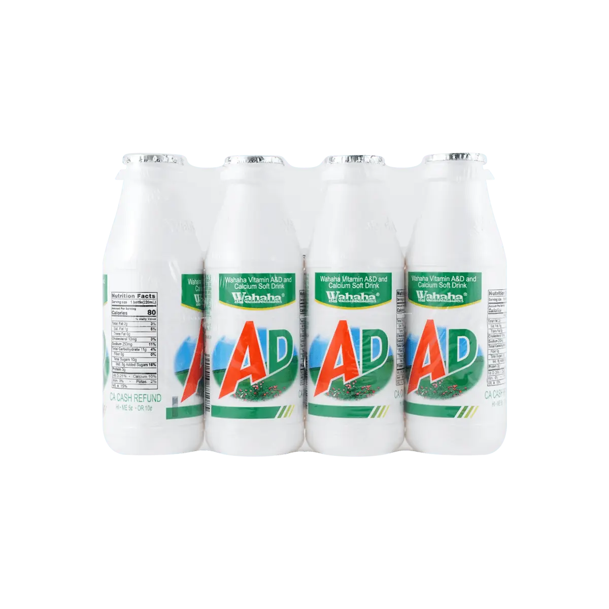 WAHAHA AD Calcium Milk Drink - 4-Bottle Pack, 880ml - Delicious & Nutritious Beverage for Kids & Adults