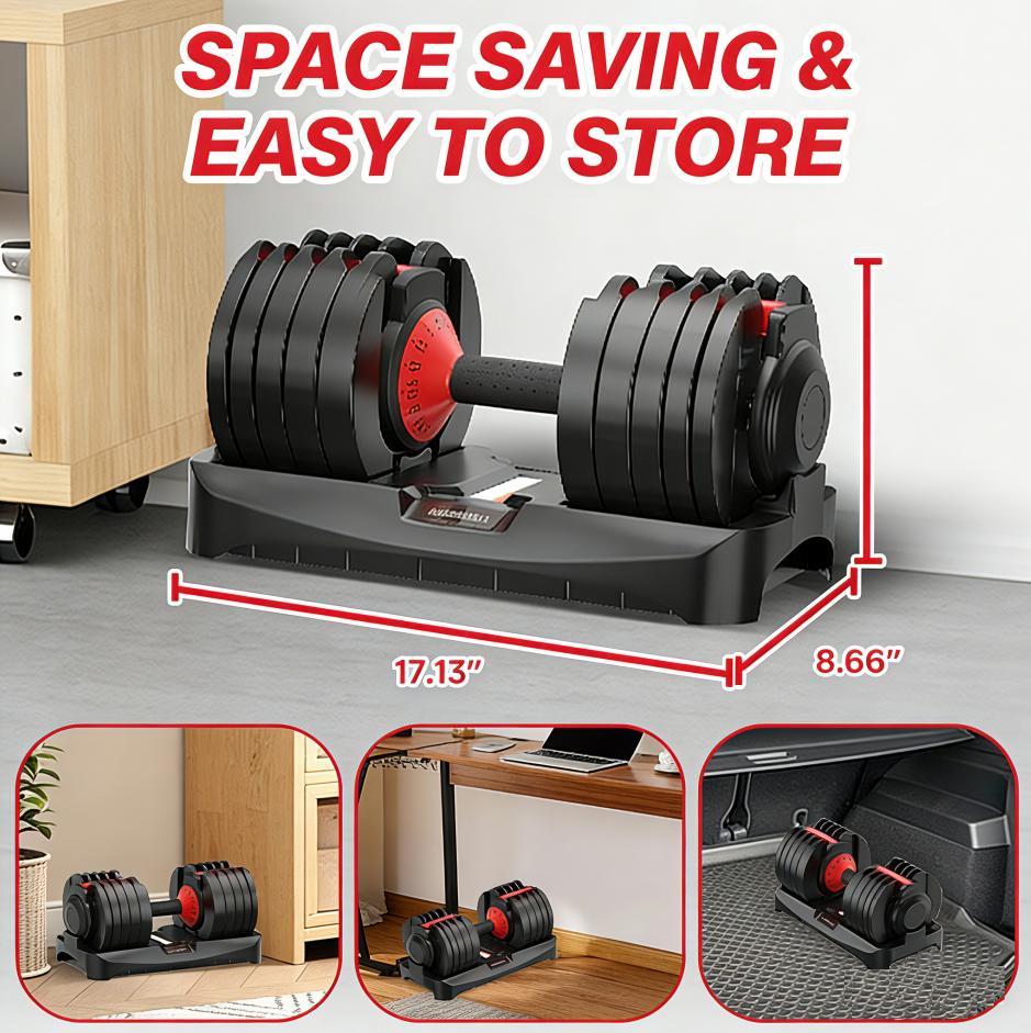 52.5lb Adjustable Dumbbells, 15 in 1 Weights Dumbbells Set, Fast Adjust Weights Set with Anti-Slip Grip, Space Saving for Home Gym