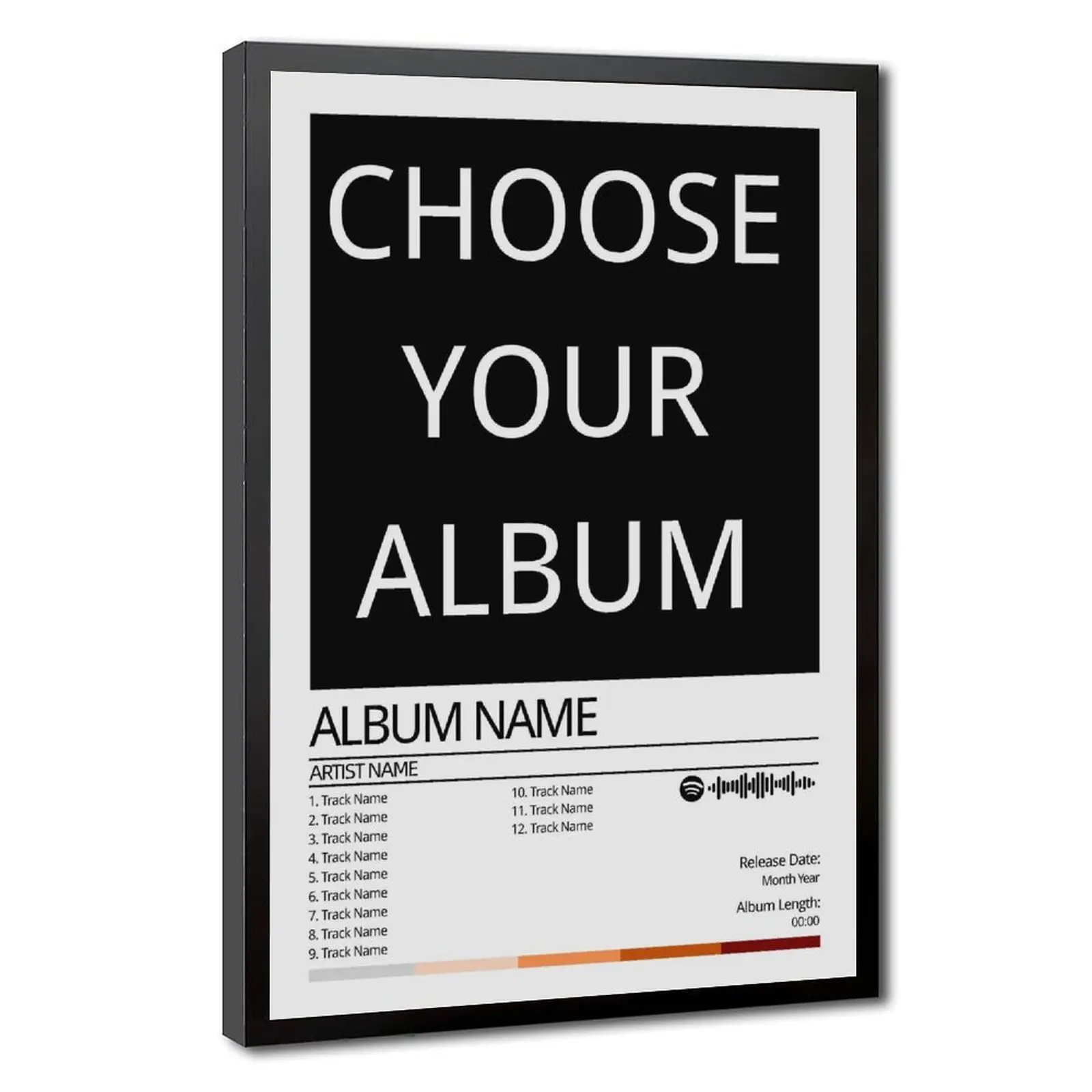 Custom Album Art Poster - Choose Your Own Tracklist, Artistic Minimalist Wall Decor with Frame, Unique Music Gift Idea for Home Decor, Unique Decor