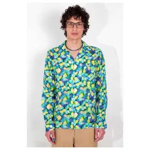 'Arenas' Camp Collar Blue Floral Dream Print Long Sleeve Shirt