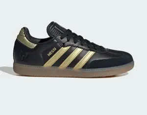 Adidas Messi Samba J Black Gold Youth | JR6349 | kids sneaker | limited edition | soccer style | youth sizing | collectible | samba silhouette | Comfortable Sneakers | Trending Shoes 2026 | Fashion Sneakers | Everyday Shoes | Classic Footwear | Lifestyle